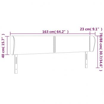 Kopfteil mit Ohren Schwarz 163x23x78/88 cm Samt