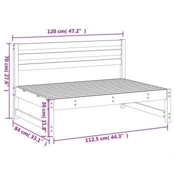 Garten-Mittelsofa Weiß 120x80 cm Massivholz Kiefer