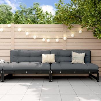 ARDEBO.de - Garten-Mittelsofas 2 Stk. Schwarz 120x80 cm Massivholz Kiefer