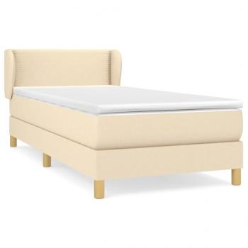 Boxspringbett mit Matratze Creme 90x200 cm Stoff