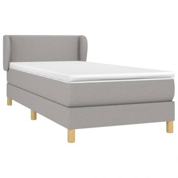 Boxspringbett mit Matratze Hellgrau 100x200 cm Stoff