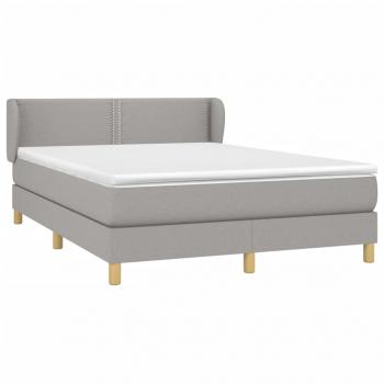 Boxspringbett mit Matratze Hellgrau 140x190 cm Stoff