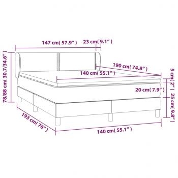 Boxspringbett mit Matratze Hellgrau 140x190 cm Stoff