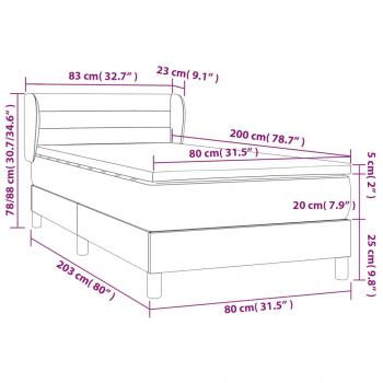 Boxspringbett mit Matratze Hellgrau 80x200 cm Stoff