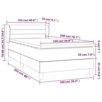 Boxspringbett mit Matratze Schwarz 100x200 cm Stoff