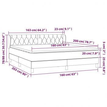 Boxspringbett mit Matratze Schwarz 160x200 cm Stoff