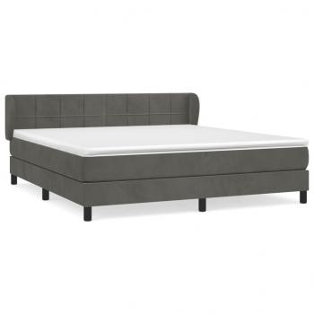 Boxspringbett mit Matratze Dunkelgrau 180x200 cm Samt