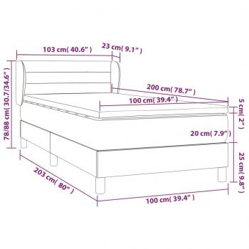 Boxspringbett mit Matratze Hellgrau 100x200 cm Samt