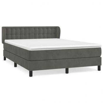 Boxspringbett mit Matratze Dunkelgrau 140x190 cm Samt