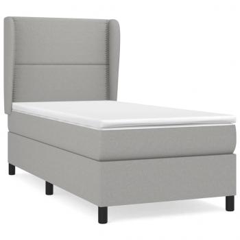 Boxspringbett mit Matratze Hellgrau 100x200 cm Stoff