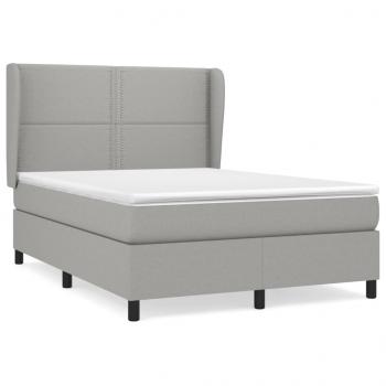 Boxspringbett mit Matratze Hellgrau 140x190 cm Stoff