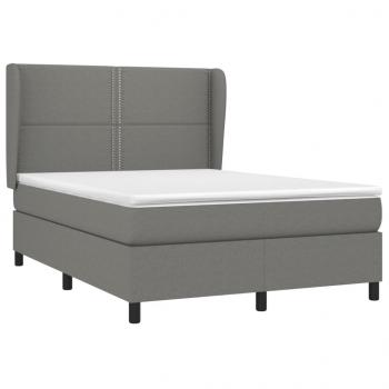 Boxspringbett mit Matratze Dunkelgrau 140x190 cm Stoff