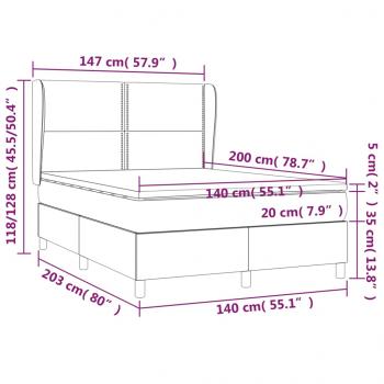 Boxspringbett mit Matratze Dunkelgrau 140x200 cm Stoff