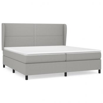 Boxspringbett mit Matratze Hellgrau 200x200 cm Stoff