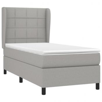 Boxspringbett mit Matratze Hellgrau 80x200 cm Stoff