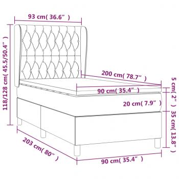 Boxspringbett mit Matratze Dunkelgrau 90x200 cm Stoff