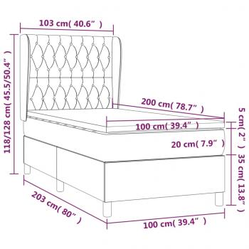 Boxspringbett mit Matratze Dunkelgrau 100x200 cm Stoff