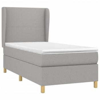 Boxspringbett mit Matratze Hellgrau 90x190 cm Stoff