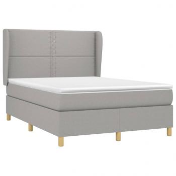 Boxspringbett mit Matratze Hellgrau 140x190 cm Stoff