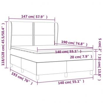 Boxspringbett mit Matratze Hellgrau 140x190 cm Stoff