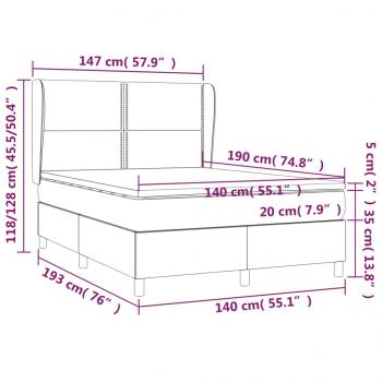 Boxspringbett mit Matratze Dunkelbraun 140x190 cm Stoff