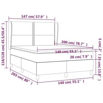 Boxspringbett mit Matratze Hellgrau 140x200 cm Stoff