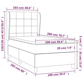 Boxspringbett mit Matratze Schwarz 100x200 cm Stoff