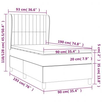 Boxspringbett mit Matratze Hellgrau 90x190 cm Stoff