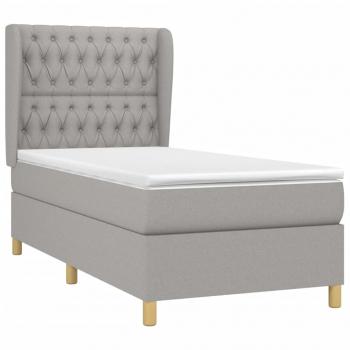 Boxspringbett mit Matratze Hellgrau 90x190 cm Stoff