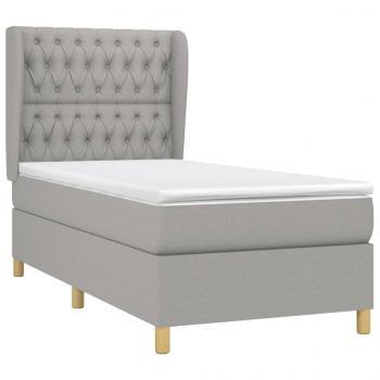 Boxspringbett mit Matratze Hellgrau 90x200 cm Stoff