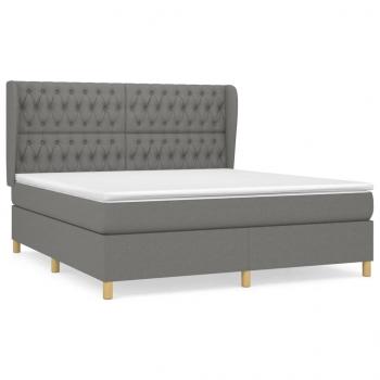 Boxspringbett mit Matratze Dunkelgrau 180x200 cm Stoff