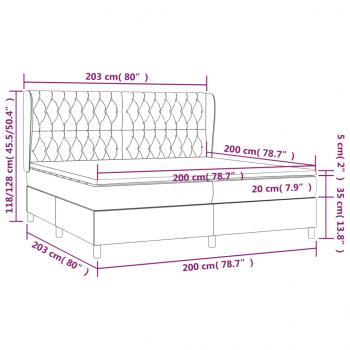 Boxspringbett mit Matratze Hellgrau 200x200 cm Stoff