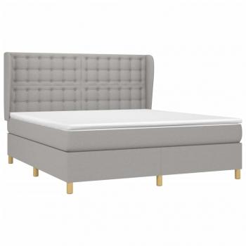 Boxspringbett mit Matratze Hellgrau 180x200 cm Stoff