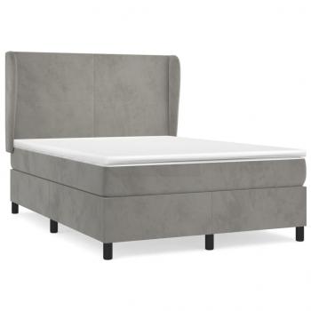 Boxspringbett mit Matratze Hellgrau 140x190 cm Samt