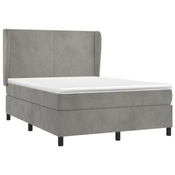 Boxspringbett mit Matratze Hellgrau 140x190 cm Samt