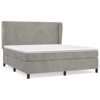 Boxspringbett mit Matratze Hellgrau 160x200 cm Samt