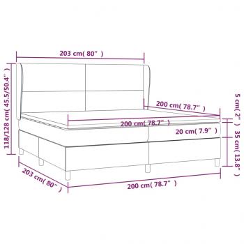 Boxspringbett mit Matratze Dunkelgrau 200x200 cm Samt