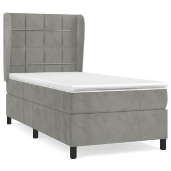 Boxspringbett mit Matratze Hellgrau 90x190 cm Samt