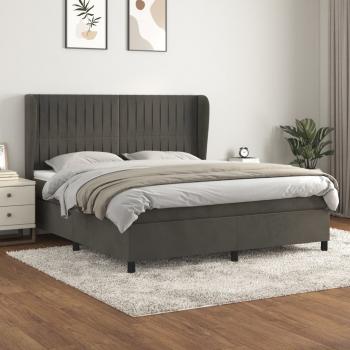 ARDEBO.de - Boxspringbett mit Matratze Dunkelgrau 180x200 cm Samt