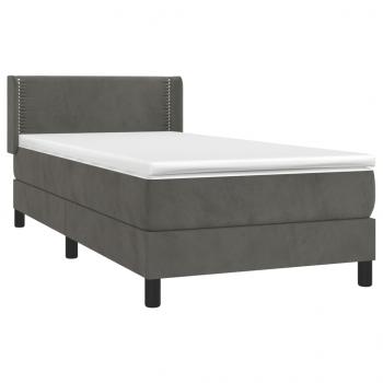 Boxspringbett mit Matratze Dunkelgrau 90x200 cm Samt