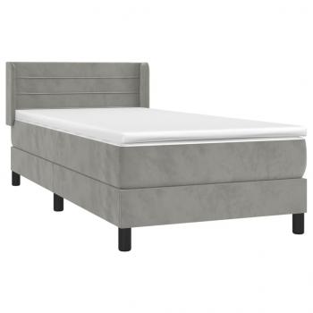 Boxspringbett mit Matratze Hellgrau 90x200 cm Samt