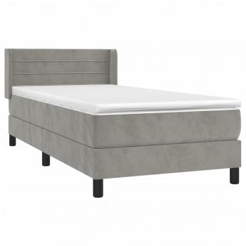 Boxspringbett mit Matratze Hellgrau 100x200 cm Samt