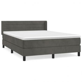 Boxspringbett mit Matratze Dunkelgrau 140x190 cm Samt