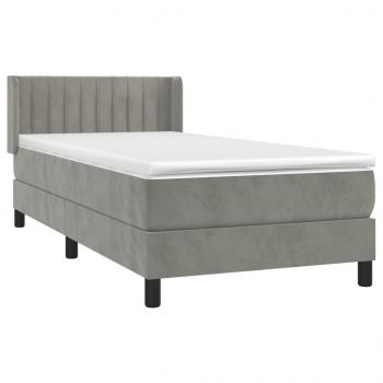 Boxspringbett mit Matratze Hellgrau 100x200 cm Samt