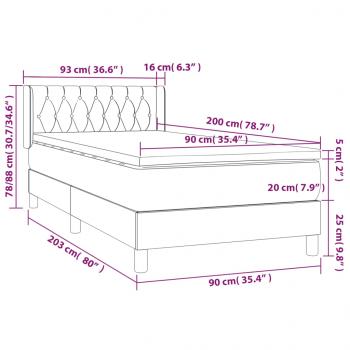 Boxspringbett mit Matratze Dunkelgrau 90x200 cm Samt