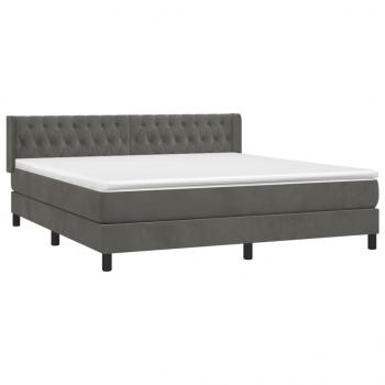 Boxspringbett mit Matratze Dunkelgrau 160x200 cm Samt