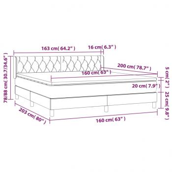 Boxspringbett mit Matratze Dunkelgrau 160x200 cm Samt