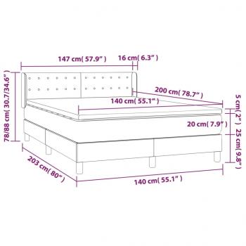 Boxspringbett mit Matratze Dunkelgrau 140x200 cm Samt