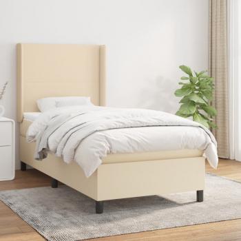 ARDEBO.de - Boxspringbett mit Matratze Creme 90x190 cm Stoff