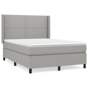 Boxspringbett mit Matratze Hellgrau 140x200 cm Stoff